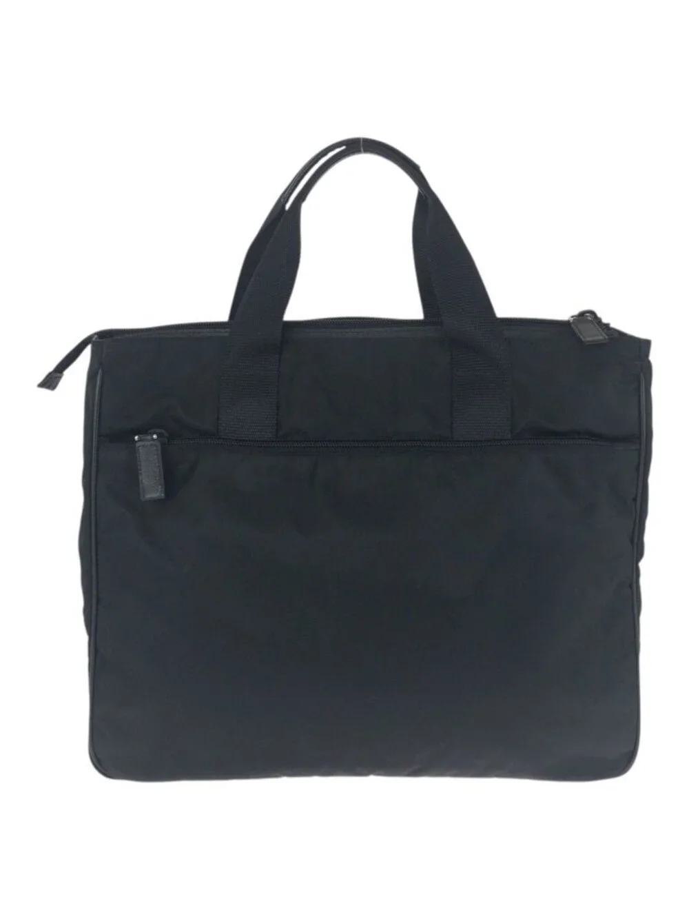 Prada Tessuto Saffiano Black Silver Nylon Leather Business Briefcase 2-Way